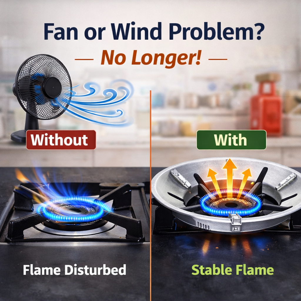 AuraBurn™ Windproof Gas Saver & Energy-Efficient Burner Stand (Pack of 2)